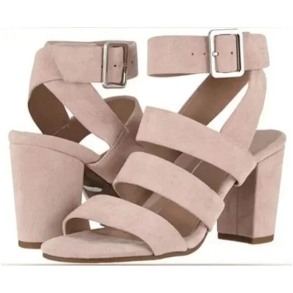 VIONIC Blaire Suede Blush Pink Wrap Around Ankle Strap Block Sandal Heels✨️9.5 - Picture 1 of 16